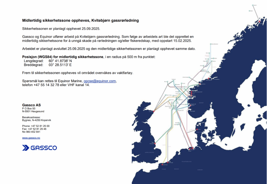 melding sikkerhetssone oppheves